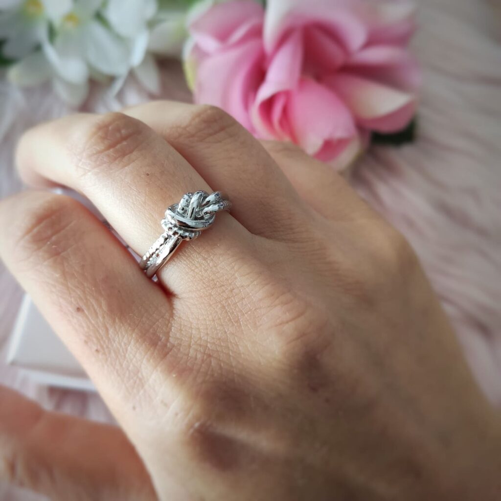 Anello Antistress Regolabile Donna - Argento 925, Design Nodo Con Perline - Foto 7