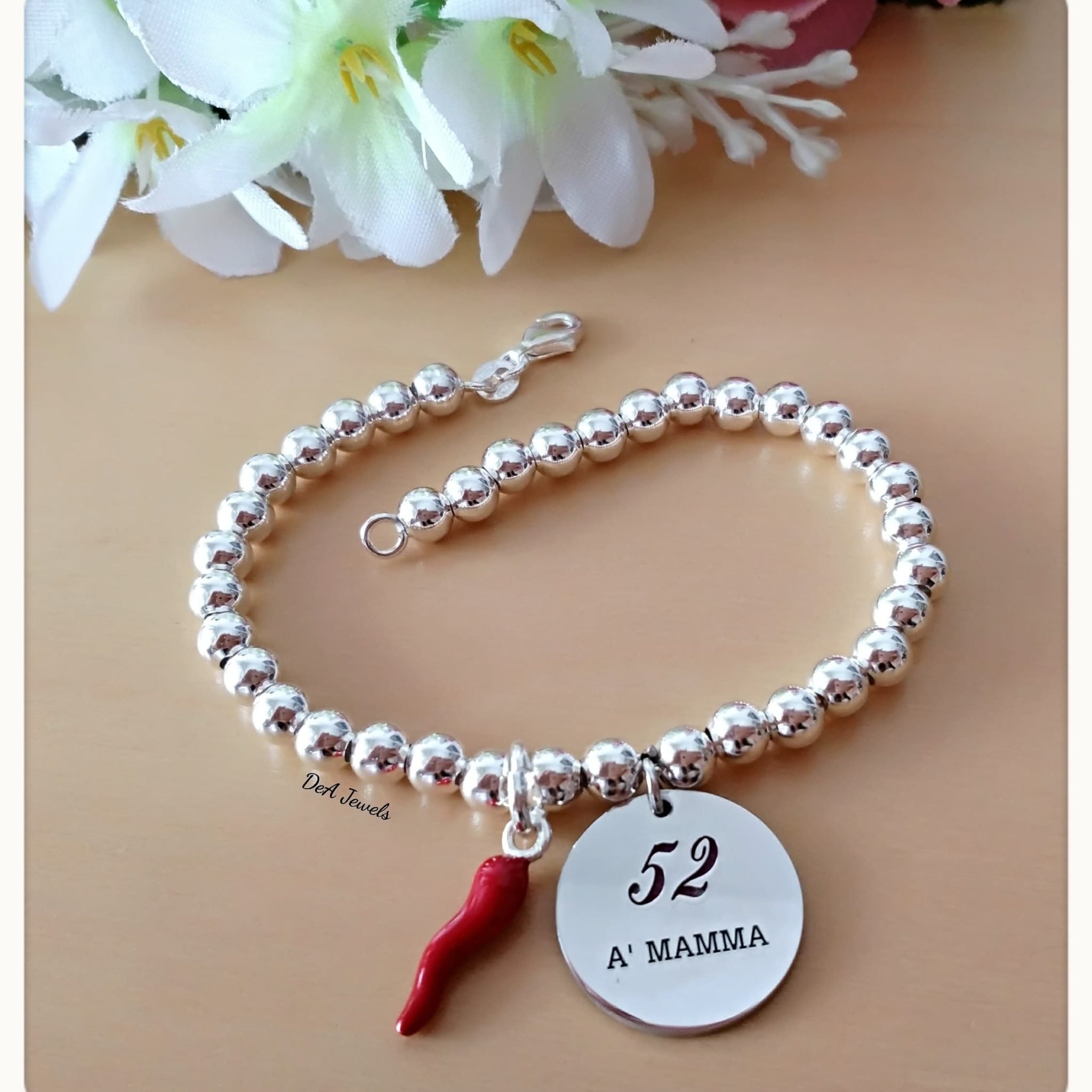Bracciale Personalizzato Jewelora Con Nome Inciso E Pietre Portafortuna - Regalo Per Mamma - 3