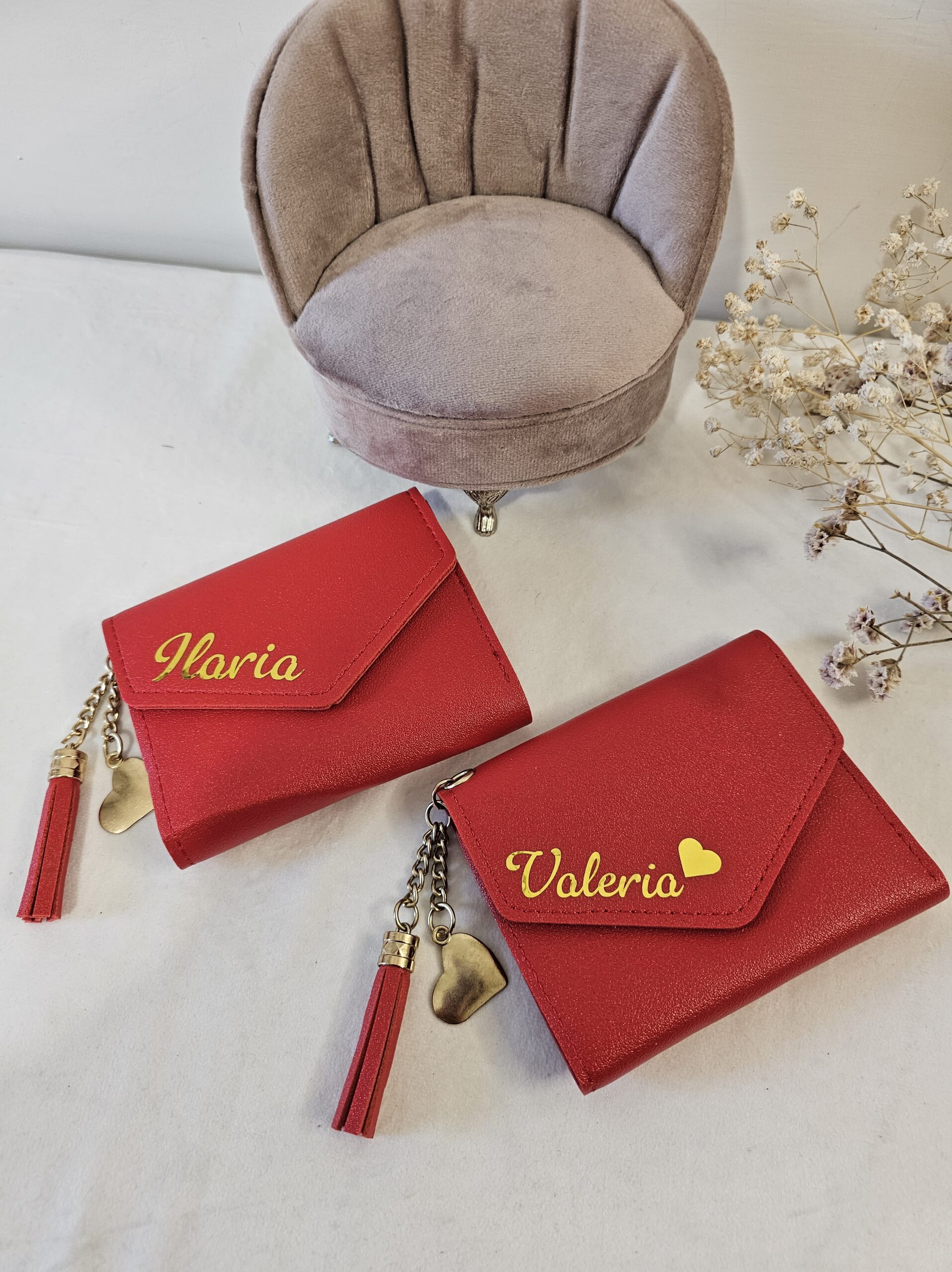 Minimutz Portafoglio Personalizzato Per Bambini Con Nome E Farfalla Rosa. Borza A Tracolla Con Cordino E Finestra Porta Tessere. Regalo Originale Per L'inizio Della Scuola.